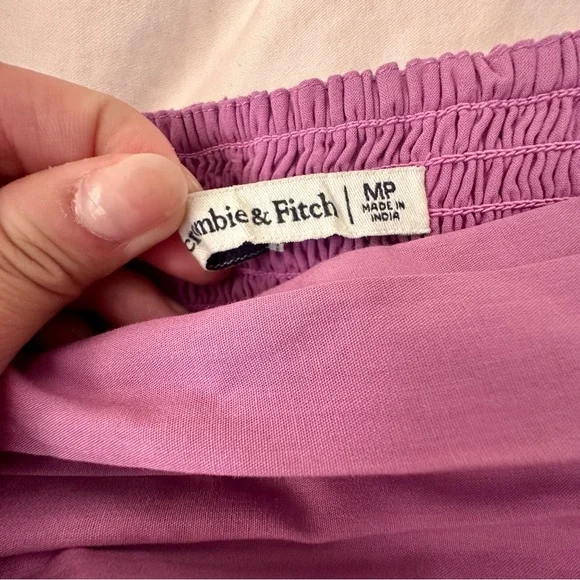 Abercrombie & Fitch Emerson Poplin Puff Sleeve Mini Dress | Fuchsia | Purple - Picture 5 of 5